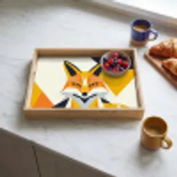 Vos - Oranje - Abstract - Driehoeken Dienblad Rechthoek middel -sfeer2