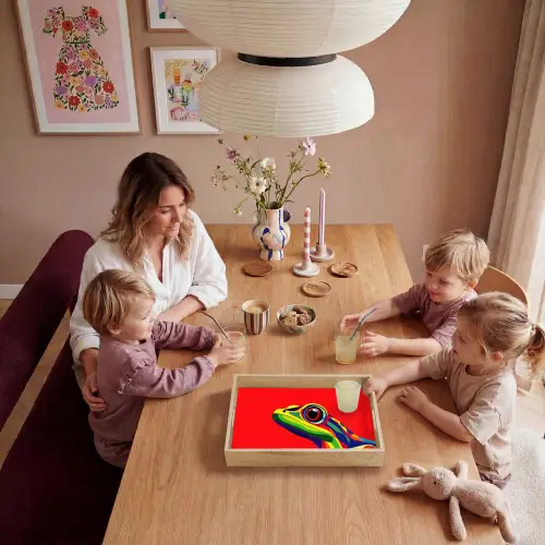 Kikker - Kleurrijk - Strepen - Ogen Dienblad Rechthoek middel -sfeer4