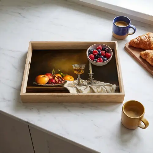Fruit - Stilleven - Wijn - Kaars Dienblad Rechthoek middel -sfeer2