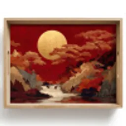 Volle maan - Landschap - Waterval Dienblad Rechthoek middel -z3d_shopping