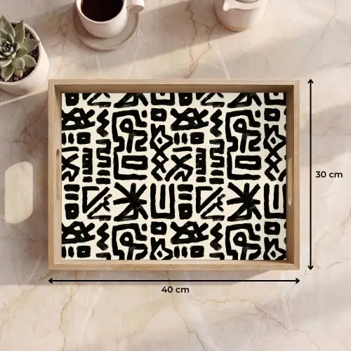 Geometrisch - Figuren - Zwart Dienblad Rechthoek middel 911 -USP_Formaat