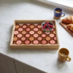 Geometrisch - Bloemen - Kleurrijk Dienblad Rechthoek middel 911 -sfeer2