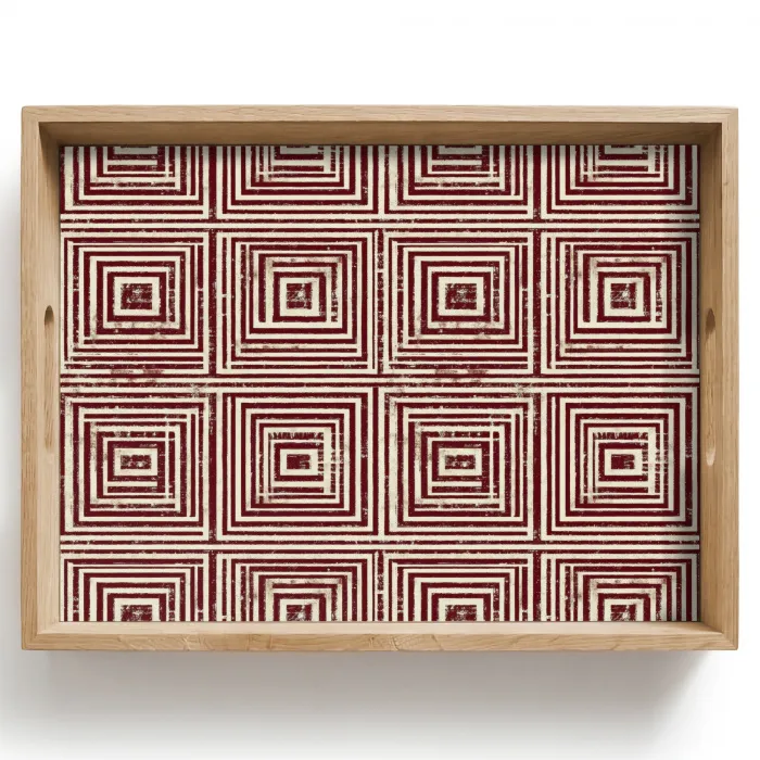 Geometrisch - Patroon - Rood Dienblad Rechthoek middel 911 -z3d_shopping