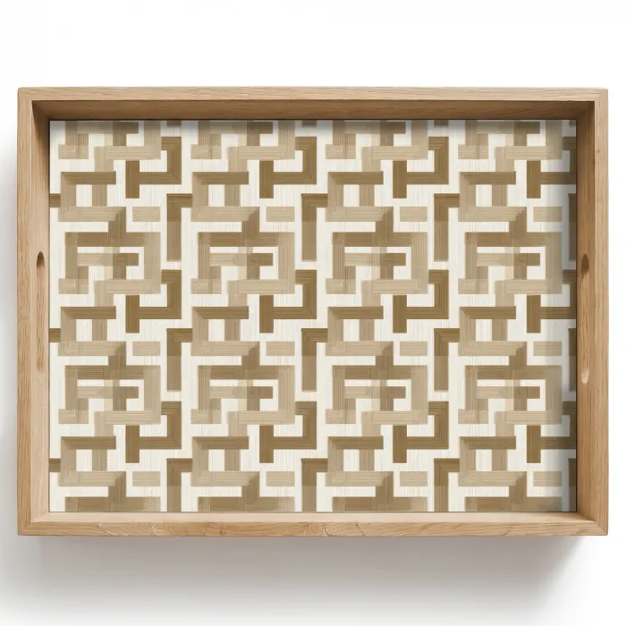 Geometrisch - Retro - Bruin Dienblad Rechthoek middel 911 -z3d_shopping