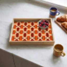 Geometrisch - Retro - Oranje Dienblad Rechthoek middel 911 -sfeer2