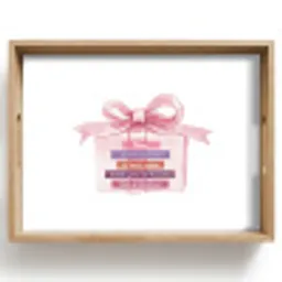 Cadeau - Strik - Tekst - Roze Dienblad Rechthoek middel -z3d_shopping