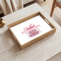 Cadeau - Strik - Tekst - Roze Dienblad Rechthoek middel -sfeer1