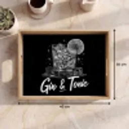 Gin en tonic - Glas - Limoen - Ijsblokjes Dienblad Rechthoek middel -USP_Formaat
