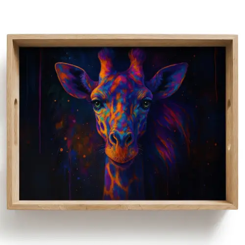 Giraffe - Gekleurd - Verfspatten Dienblad Rechthoek middel -z3d_shopping
