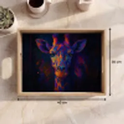 Giraffe - Gekleurd - Verfspatten Dienblad Rechthoek middel -USP_Formaat