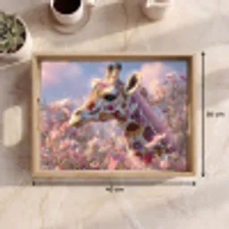 Giraffe - Bloemen - Roze Dienblad Rechthoek middel -USP_Formaat