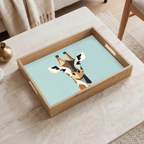 Giraffe - Illustratie - Bruin - Minimalistisch Dienblad Rechthoek middel -sfeer1