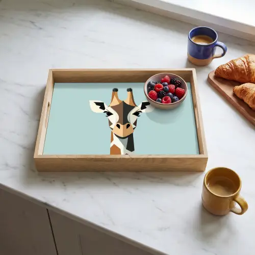 Giraffe - Illustratie - Bruin - Minimalistisch Dienblad Rechthoek middel -sfeer2