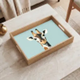 Giraffe - Illustratie - Bruin - Minimalistisch Dienblad Rechthoek middel -sfeer1