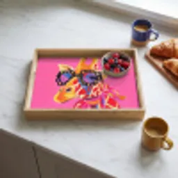 Giraf - Roze - Bril - Sjaal Dienblad Rechthoek middel -sfeer2