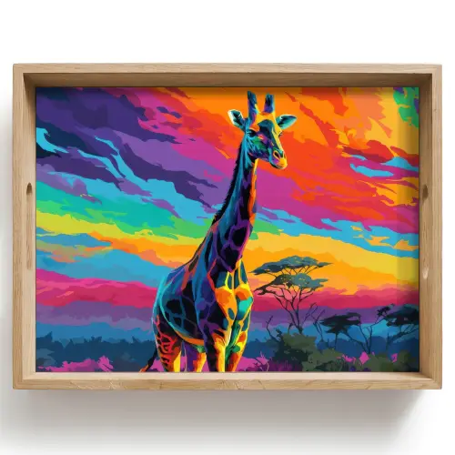 Giraffe - Savanna - Lucht - Gekleurd Dienblad Rechthoek middel -z3d_shopping