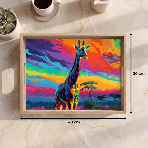 Giraffe - Savanna - Lucht - Gekleurd Dienblad Rechthoek middel -USP_Formaat