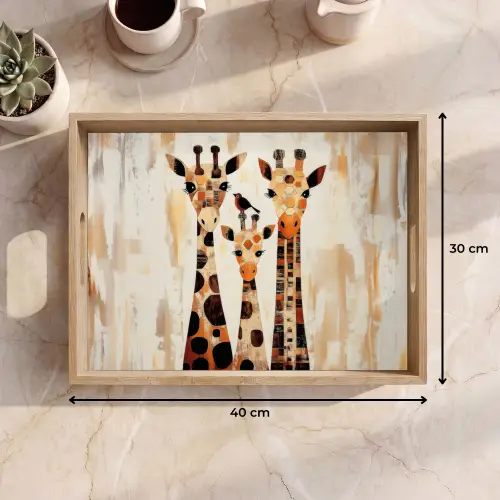 Giraffen - Cartoon - Crème Dienblad Rechthoek middel -USP_Formaat