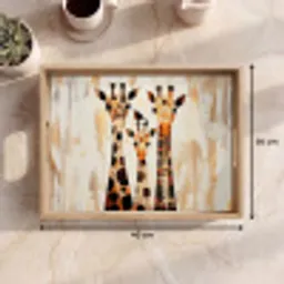 Giraffen - Cartoon - Crème Dienblad Rechthoek middel -USP_Formaat