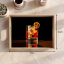 Glas - Ijsblokjes - Drinken - Bruin Dienblad Rechthoek middel -USP_Formaat