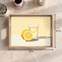 Glas - Citroenschijfjes - Geel Dienblad Rechthoek middel -USP_Formaat