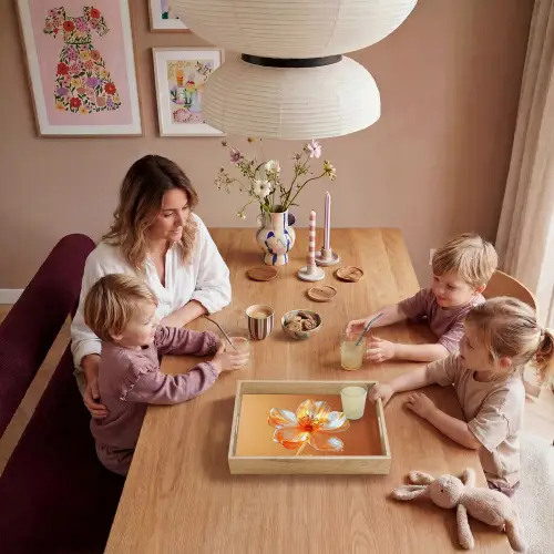 Glazen - Bloem - Oranje Dienblad Rechthoek middel -sfeer4
