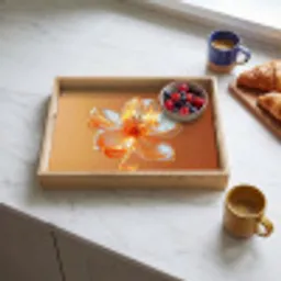 Glazen - Bloem - Oranje Dienblad Rechthoek middel -sfeer2