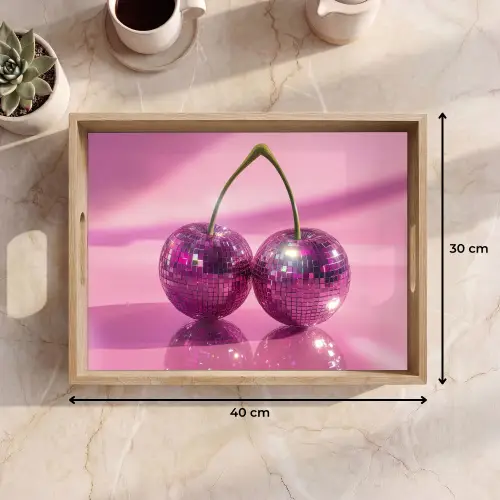 Glitter - Discobol - Roze - Kersen Dienblad Rechthoek middel -USP_Formaat