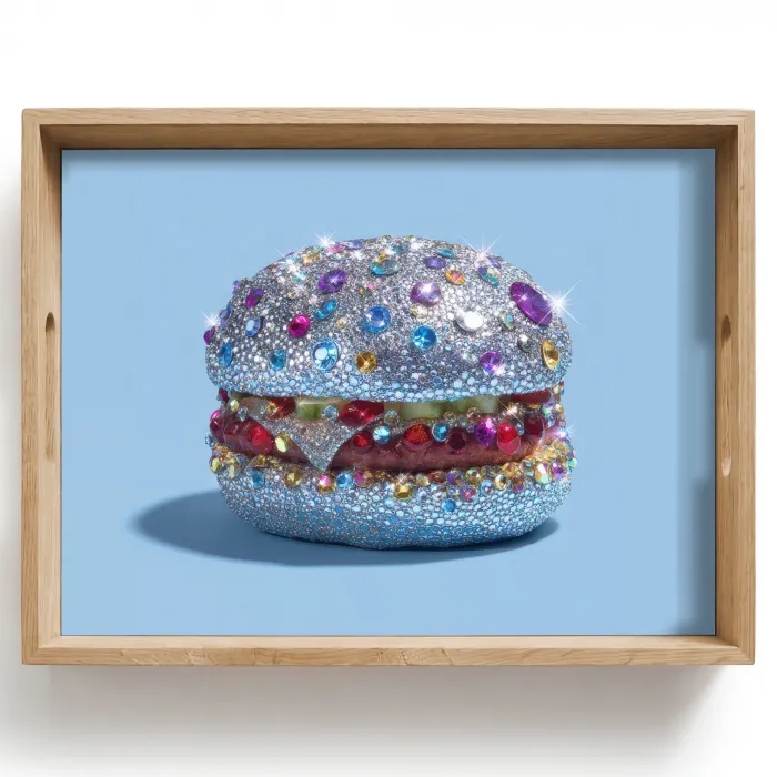 Glitters - Hamburger - Blauw Dienblad Rechthoek middel -z3d_shopping