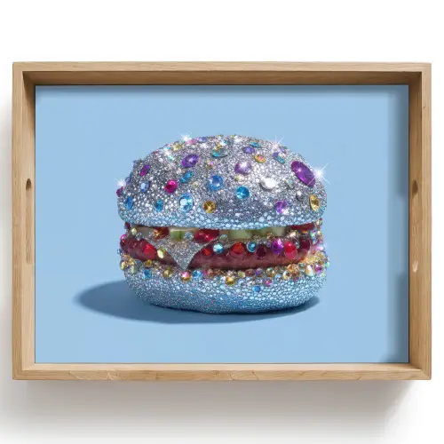 Glitters - Hamburger - Blauw Dienblad Rechthoek middel -z3d_shopping