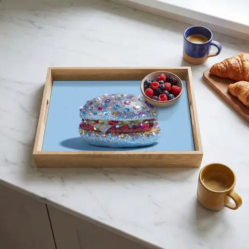 Glitters - Hamburger - Blauw Dienblad Rechthoek middel -sfeer2