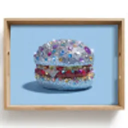 Glitters - Hamburger - Blauw Dienblad Rechthoek middel -z3d_shopping