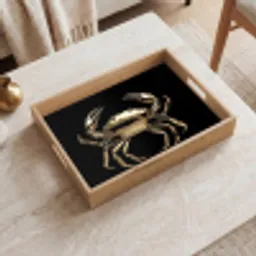 Goud - Krab - Dieren - Zwart Dienblad Rechthoek middel -sfeer1