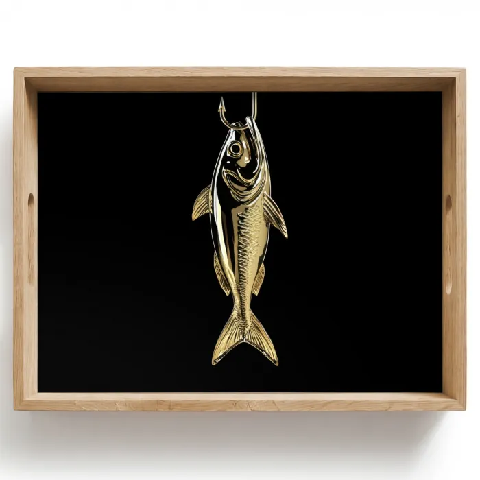 Goud - Vis - Haak - Zwart Dienblad Rechthoek middel -z3d_shopping