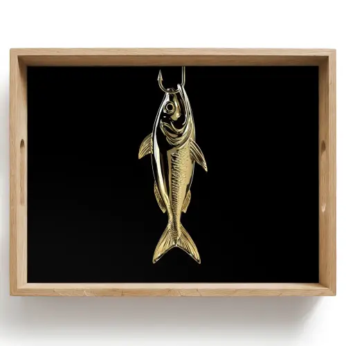 Goud - Vis - Haak - Zwart Dienblad Rechthoek middel -z3d_shopping