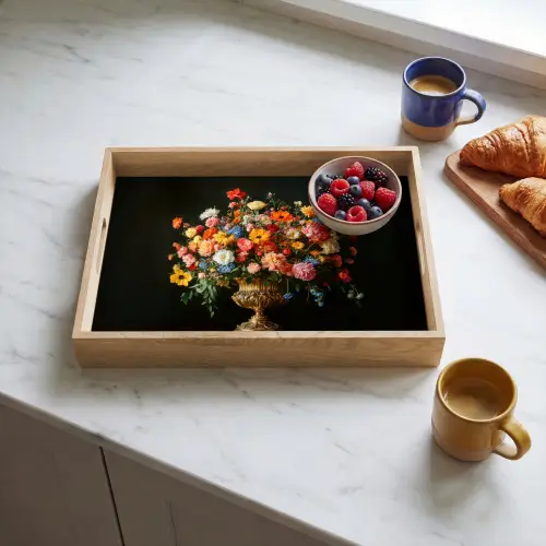 Goud - Bloemen - Kleuren - Vaas Dienblad Rechthoek middel -sfeer2