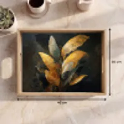 Gouden Bladcompositie – Botanische Luxe Dienblad Rechthoek middel -USP_Formaat