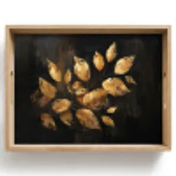 Gouden Bladeren op Donkere Achtergrond Dienblad Rechthoek middel -z3d_shopping