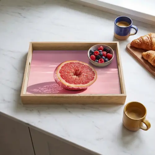 Grapefruit - Roze - Disco - Shiny Dienblad Rechthoek middel -sfeer2