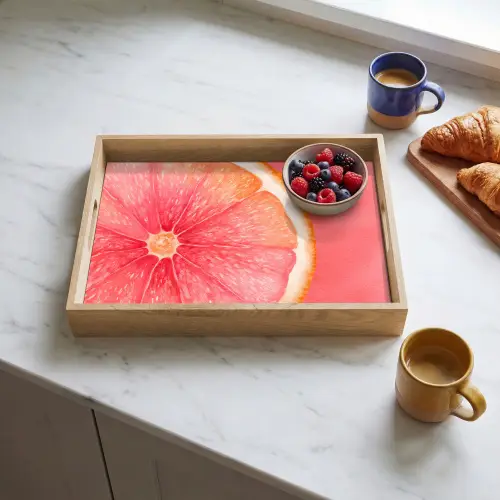 Grapefruit - Roze - Levendig Dienblad Rechthoek middel -sfeer2