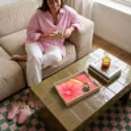 Grapefruit - Roze - Levendig Dienblad Rechthoek middel -sfeer3