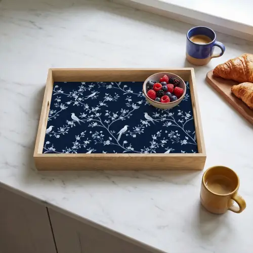 Grafisch - Bloesemtak - Blauw Dienblad Rechthoek middel 911 -sfeer2