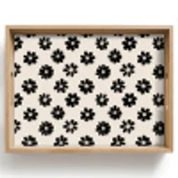 Grafisch - Madeliefjes - Zwart - Beige Dienblad Rechthoek middel 911 -z3d_shopping