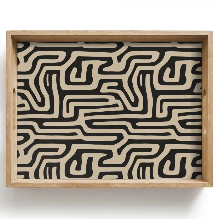Grafisch - Lijnen - Zwart Dienblad Rechthoek middel 911 -z3d_shopping