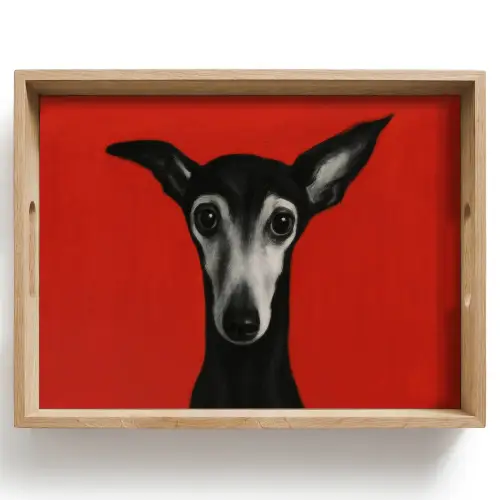 Windhond - Minimalistisch - Rood Dienblad Rechthoek middel -z3d_shopping