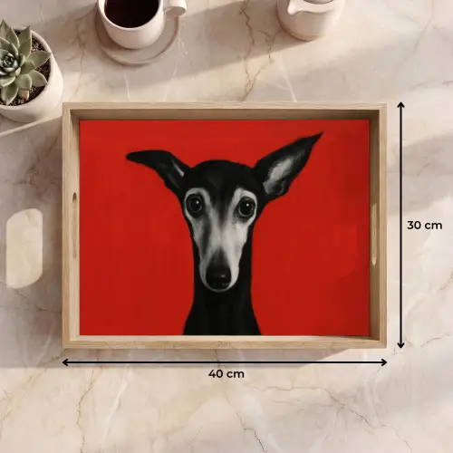 Windhond - Minimalistisch - Rood Dienblad Rechthoek middel -USP_Formaat