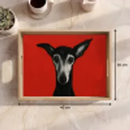 Windhond - Minimalistisch - Rood Dienblad Rechthoek middel -USP_Formaat