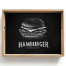 Hamburger - Krijttekst - Zwart - Wit Dienblad Rechthoek middel -z3d_shopping