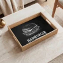 Hamburger - Krijttekst - Zwart - Wit Dienblad Rechthoek middel -sfeer1
