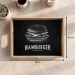 Hamburger - Krijttekst - Zwart - Wit Dienblad Rechthoek middel -USP_Formaat